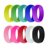 Maxbell 10Pcs 8mm Wide Flexible Rubber Silicone Wedding Finger Ring Band US Size9