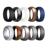 Maxbell 10Pcs 8.7mm Wide Flexible Rubber Silicone Wedding Finger Ring Band US Size9