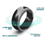 Maxbell 10Pcs 8.7mm Wide Flexible Rubber Silicone Wedding Finger Ring Band US Size9