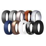 Maxbell 10Pcs 8.7mm Wide Flexible Rubber Silicone Wedding Finger Ring Band US Size13