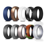 Maxbell 10Pcs 8.7mm Wide Flexible Rubber Silicone Wedding Finger Ring Band US Size14