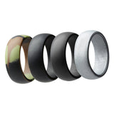 Maxbell 4Pcs 8mm Wide Flexible Rubber Silicone Wedding Finger Ring Band US Size8