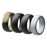 Maxbell 4Pcs 8mm Wide Flexible Rubber Silicone Wedding Finger Ring Band US Size10
