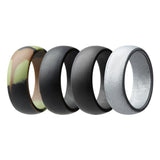 Maxbell 4Pcs 8mm Wide Flexible Rubber Silicone Wedding Finger Ring Band US Size10