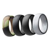Maxbell 4Pcs 8mm Wide Flexible Rubber Silicone Wedding Finger Ring Band US Size10