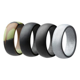 Maxbell 4Pcs 8mm Wide Flexible Rubber Silicone Wedding Finger Ring Band US Size11