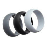Maxbell 3Pcs 8mm Wide Flexible Rubber Silicone Wedding Finger Ring Band US Size11