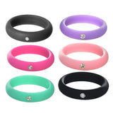 Maxbell 6 Pieces Multicolor Unisex Silicone Ring Rhinestone Rubber Wedding Band US 4