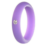 Maxbell 6 Pieces Multicolor Unisex Silicone Ring Rhinestone Rubber Wedding Band US 4