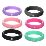 Maxbell 6 Pieces Multicolor Unisex Silicone Ring Rhinestone Rubber Wedding Band US 4
