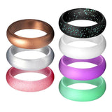 Maxbell 7Pack 5.7mm Wide Flexible Silicone Wedding Finger Ring Rubber Sport Ring 5