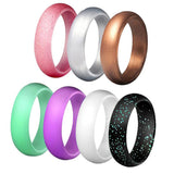 Maxbell 7Pack 5.7mm Wide Flexible Silicone Wedding Finger Ring Rubber Sport Ring 5