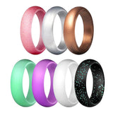 Maxbell 7Pack 5.7mm Wide Flexible Silicone Wedding Finger Ring Rubber Sport Ring 5