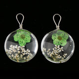 Maxbell 2 Pieces Resin Pendant Dried Flower Jewelry Making 20mm Glass Round Green