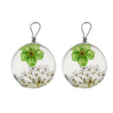 Maxbell 2 Pieces Resin Pendant Dried Flower Jewelry Making 20mm Glass Round Green