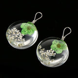 Maxbell 2 Pieces Resin Pendant Dried Flower Jewelry Making 20mm Glass Round Green