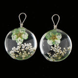 Maxbell 2 Pieces Resin Pendant Dried Flower Jewelry Making 20mm Glass Round Green