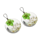 Maxbell 2 Pieces Resin Pendant Dried Flower Jewelry Making 20mm Glass Round Green