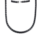Maxbell Unisex Stainless Steel Magnetic Therapy Necklace for Pain Relief Black