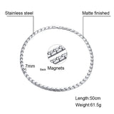 Maxbell Unisex Stainless Steel Magnetic Therapy Necklace for Pain Relief Silver