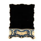 Maxbell Retro Enamel Flower Sculpture Trinkets Chest Jewelry Box Organizer Dark Blue