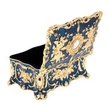 Maxbell Retro Enamel Flower Sculpture Trinkets Chest Jewelry Box Organizer Dark Blue