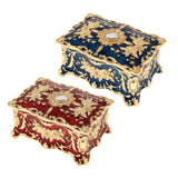 Maxbell Retro Enamel Flower Sculpture Trinkets Chest Jewelry Box Organizer Dark Blue