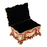 Maxbell Retro Enamel Flower Sculpture Trinkets Chest Jewelry Box Organizer Red