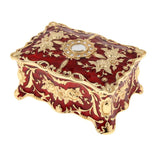 Maxbell Retro Enamel Flower Sculpture Trinkets Chest Jewelry Box Organizer Red