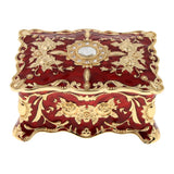 Maxbell Retro Enamel Flower Sculpture Trinkets Chest Jewelry Box Organizer Red