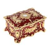 Maxbell Retro Enamel Flower Sculpture Trinkets Chest Jewelry Box Organizer Red