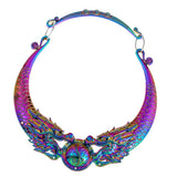Maxbell Exaggerate Retro Colorful Chunky Necklace Collar Choker Ethnic Carve Dragon