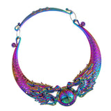 Maxbell Exaggerate Retro Colorful Chunky Necklace Collar Choker Ethnic Carve Dragon