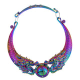 Maxbell Exaggerate Retro Colorful Chunky Necklace Collar Choker Ethnic Carve Dragon