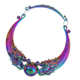 Maxbell Exaggerate Retro Colorful Chunky Necklace Collar Choker Ethnic Carve Dragon