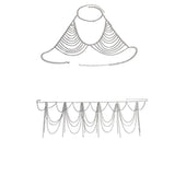 Maxbell Backless Bra Tassel Body Waist Chain Suit Multi Layer Bikini Swimsuit Silver