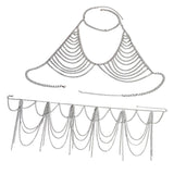 Maxbell Backless Bra Tassel Body Waist Chain Suit Multi Layer Bikini Swimsuit Silver