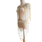 Maxbell summer sexy beach nightclub gem chain tassel vest waist chain body suit Golden