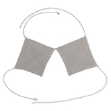 Maxbell Rhinestone bra chain metal split package hip bust skirt body chain Silver