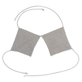 Maxbell Rhinestone bra chain metal split package hip bust skirt body chain Silver