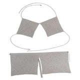 Maxbell Rhinestone bra chain metal split package hip bust skirt body chain Silver