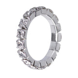 Maxbell Fashion Charm Shiny Rhinestone Elastic Rings Wedding Jewelry Stretchy Silver+White