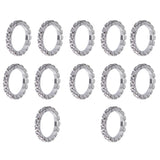 Maxbell Fashion Charm Shiny Rhinestone Elastic Rings Wedding Jewelry Stretchy Silver+White