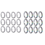 Maxbell Fashion Charm Shiny Rhinestone Elastic Rings Wedding Jewelry Stretchy Silver+White