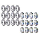Maxbell Women Bridal Wedding Crystal Diamante 2 ROW Elastic Stretch Ring Clear