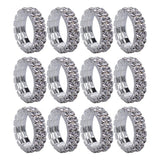 Maxbell Women Bridal Wedding Crystal Diamante 2 ROW Elastic Stretch Ring Clear
