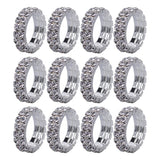 Maxbell Women Bridal Wedding Crystal Diamante 2 ROW Elastic Stretch Ring Clear