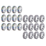 Maxbell Women Bridal Wedding Crystal Diamante 2 ROW Elastic Stretch Ring Clear