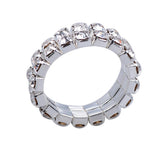 Maxbell Women Bridal Wedding Crystal Diamante 2 ROW Elastic Stretch Ring Clear