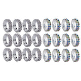 Maxbell Women Bridal Wedding Crystal Diamante 2 ROW Elastic Stretch Ring Clear